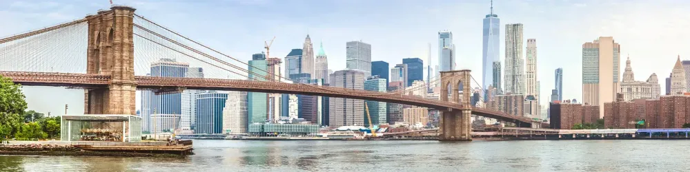 Amazing panorama view of New York city and Brooklyn bridge